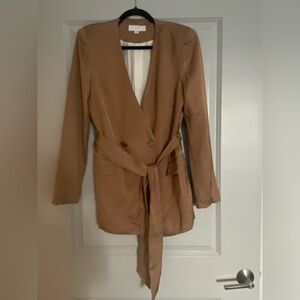Zara Brown Double-Breasted Blazer